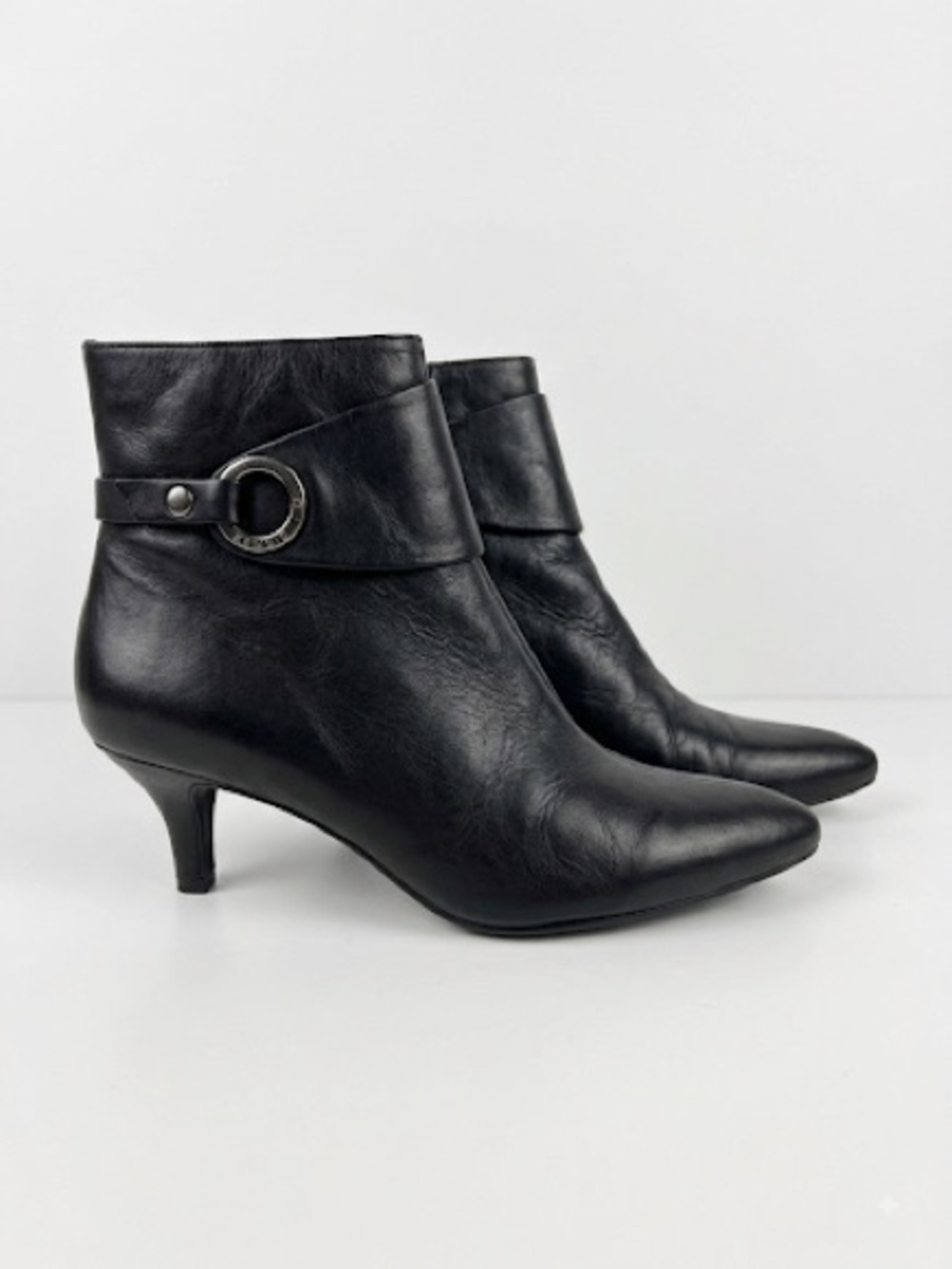 Anne Klein iFlex Black Leather Ankle Boots Sz 8 1/2